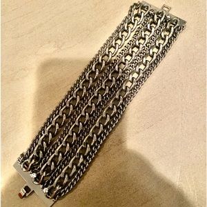 Chunky Chain Multilayered Gunmetal Thick Bracelet